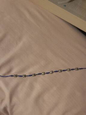 Blue Beaded Silver Accent Anklet - Unbranded
